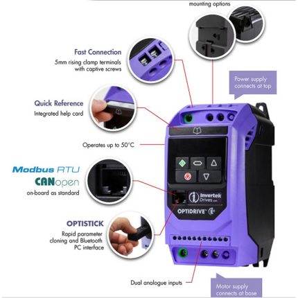 Variador Optidrive E3 220V trifásico para control de motores