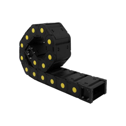 Cadena porta cables cerrada 75x35 mm para protección completa de cables en maquinaria CNC e industrial