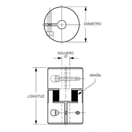 Acople Araña de Aluminio 30mm x 40mm para maquinaria CNC